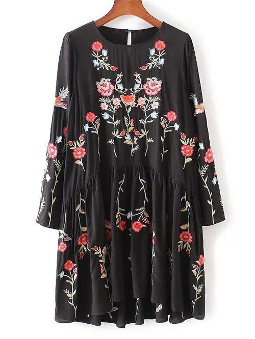 Floral Smock brodé Robe  