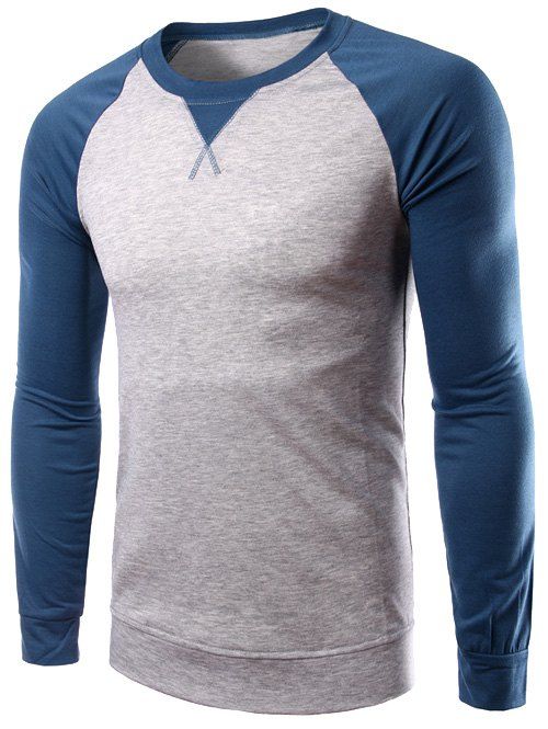 [36% OFF] Color Splicing Round Collar Raglan Sleeve T-Shirt | Rosegal