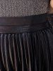 Midi Pleated PU Leather Skirt -  