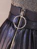 Midi Pleated PU Leather Skirt -  