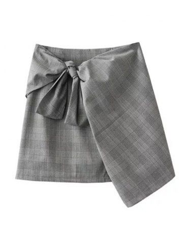 Online Plaid Mini Wrap Skirt