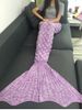 Comfortable Fish Scale Knitted Sofa Mermaid Blanket -  