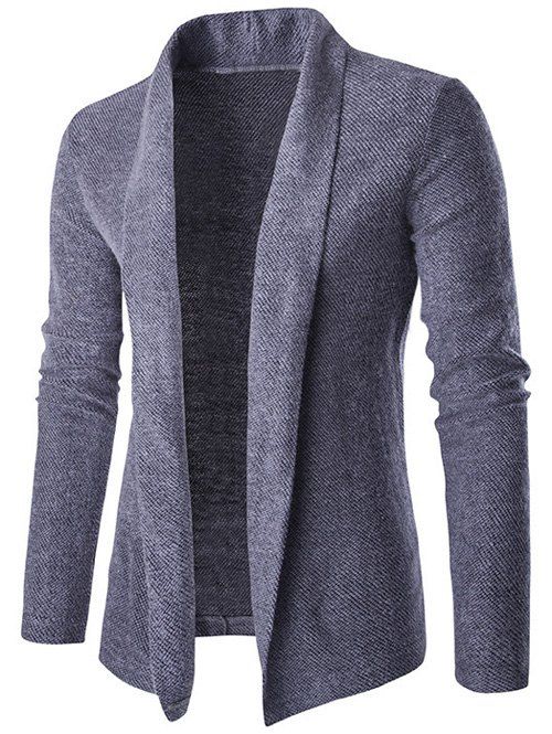 

Shawl Collar Long Drape Cardigan, Blue gray