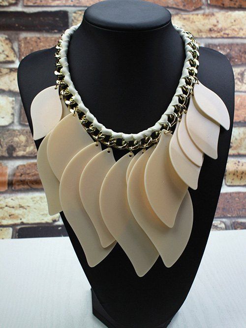 

Geometry Leaves Statement Necklace, Beige