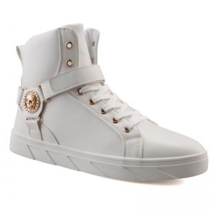 Metal Skull Pattern Tie Up Boots
