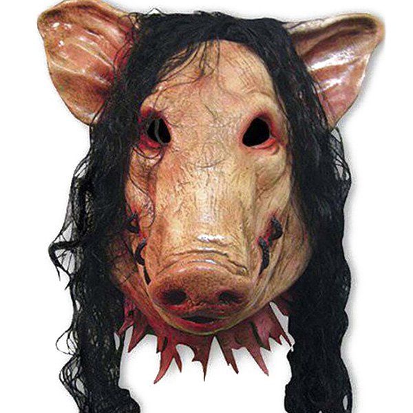 

Halloween Supplies Cosplay Scary Pig Head With Hair Mask Prop, Complexion