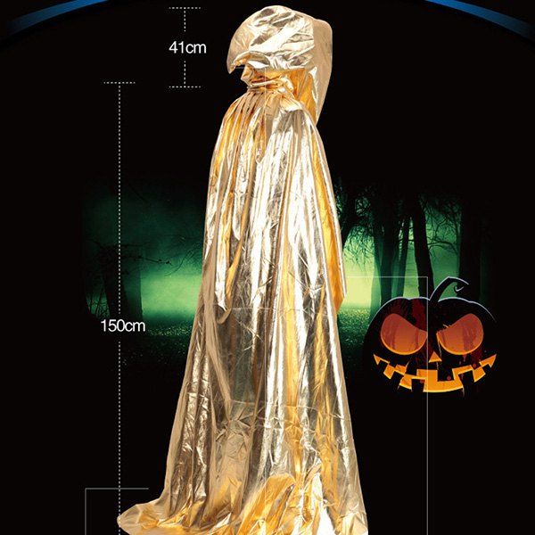 

Halloween Party Supply Cosplay Death Hooded Cloak Costume, Golden