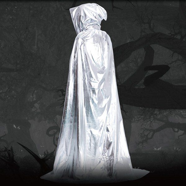 

Halloween Party Supply Cosplay Death Hooded Cloak Costume, Silver
