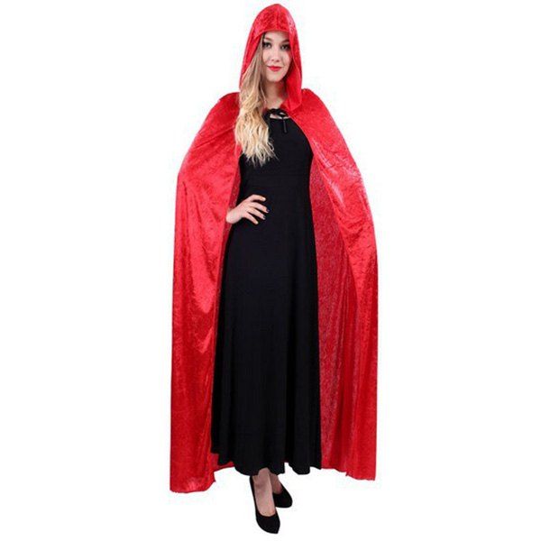 2018 Halloween Supply Cosplay Party Witch Hooded Cloak Costume In Red ...