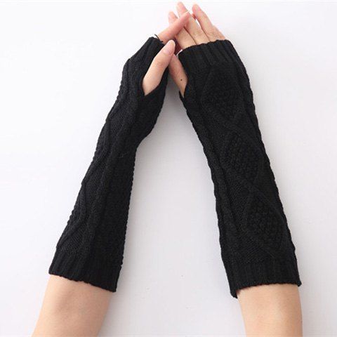 

Christmas Winter Rhombus Crochet Knit Arm Warmers, Black