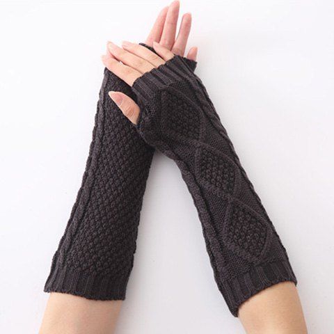 

Christmas Winter Rhombus Crochet Knit Arm Warmers, Deep gray