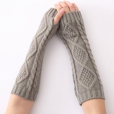

Christmas Winter Rhombus Crochet Knit Arm Warmers, Light gray