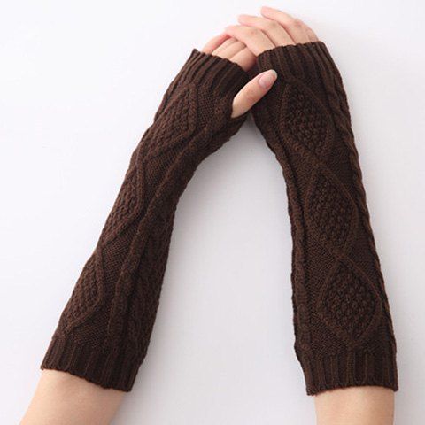 

Christmas Winter Rhombus Crochet Knit Arm Warmers, Coffee