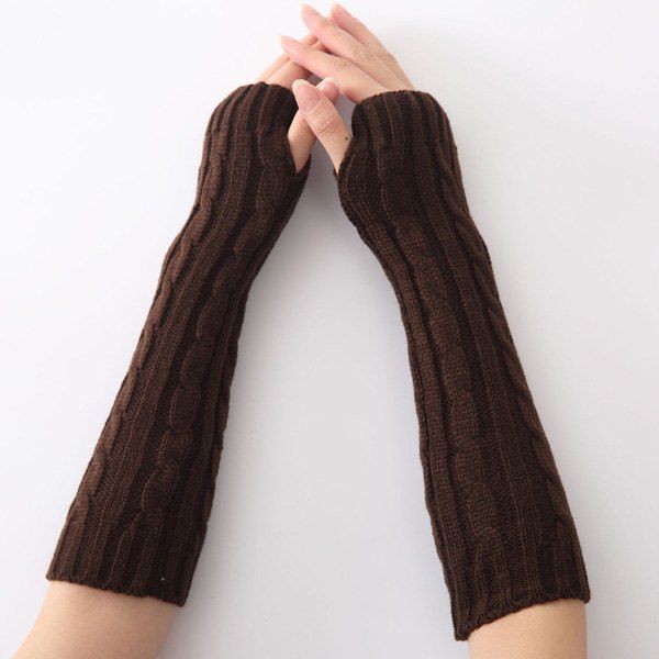 

Christmas Winter Hemp Flowers Crochet Knit Arm Warmers, Coffee