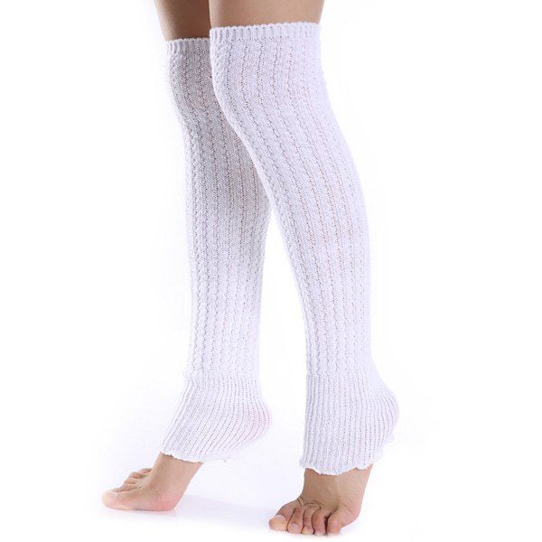 

Christmas Winter Small Hemp Flowers Knit Leg Warmers, White