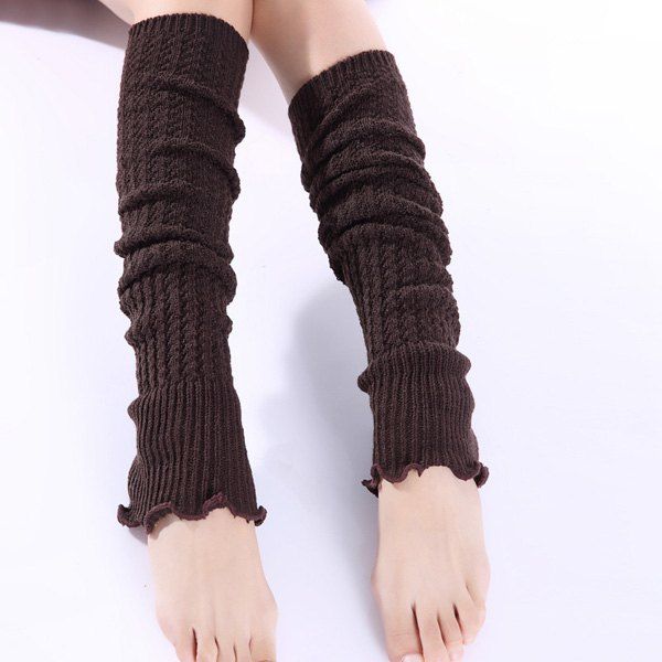 

Christmas Winter Small Hemp Flowers Knit Leg Warmers, Coffee