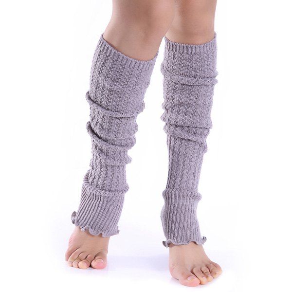 

Christmas Winter Small Hemp Flowers Knit Leg Warmers, Light gray