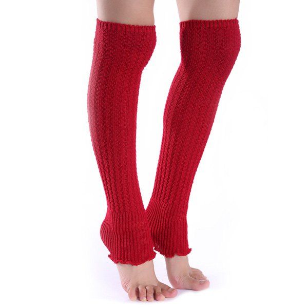 

Christmas Winter Small Hemp Flowers Knit Leg Warmers, Red