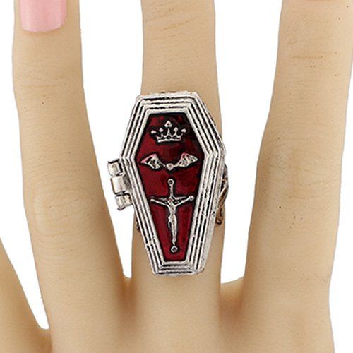 Outfits Cool Crown Bat Crucifix Coffin Halloween Finger Ring  