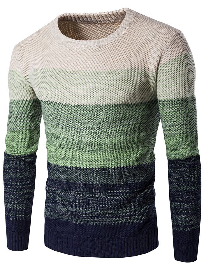 [86% OFF] Crew Neck Gradient Color Space Dyed Sweater | Rosegal