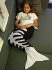 Knitted Fishbone Sofa Wrap Kids Mermaid Tail Blanket -  