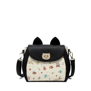 Cartoon Printed Color Block Crossbody Bag