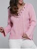 V Neck Long Sleeve Lace Up Sweater -  