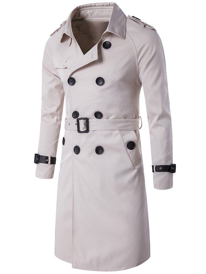 [38% OFF] Epaulet Design Double Breasted Long Trench Coat | Rosegal