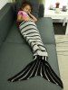 Knitting Stripes and Checked Pattern Mermaid Blanket -  