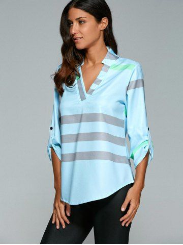 blusa rayada azul