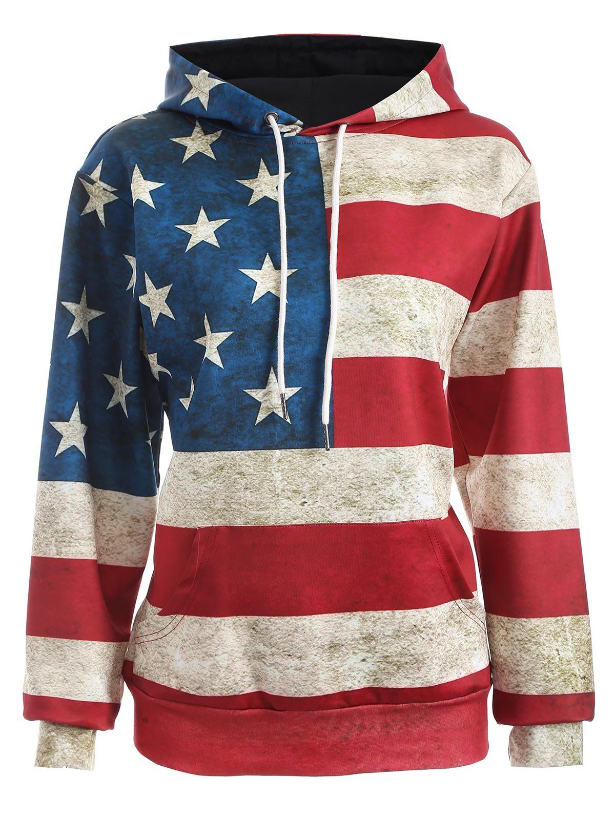 [40% OFF] American Flag Print Pullover Hoodie | Rosegal