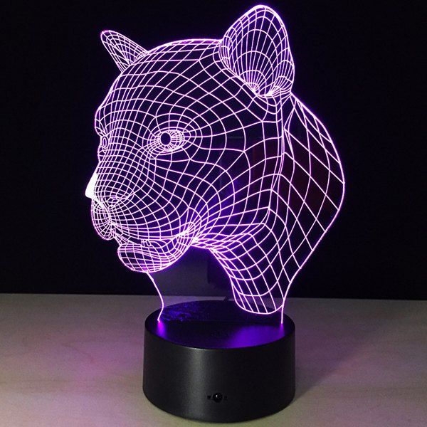 

3D Christmas Leopard Head Shape Touch Colorful Night Light, Transparent