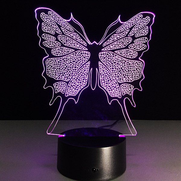 

3D Festival Butterfly Shape Touch Colorful Night Light, Transparent