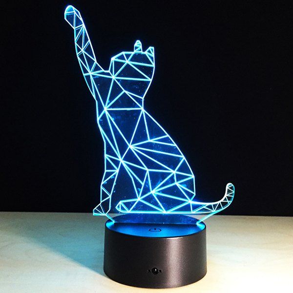 

Beckon Cat Shape Touch Colorful Night Light, Transparent