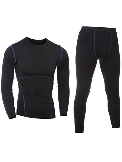 

Quick-Dry Long Sleeve T-Shirt + Skinny Gym Pants Twinset, Black