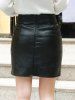 High Waist Lace-Up Faux Leather Skirt -  