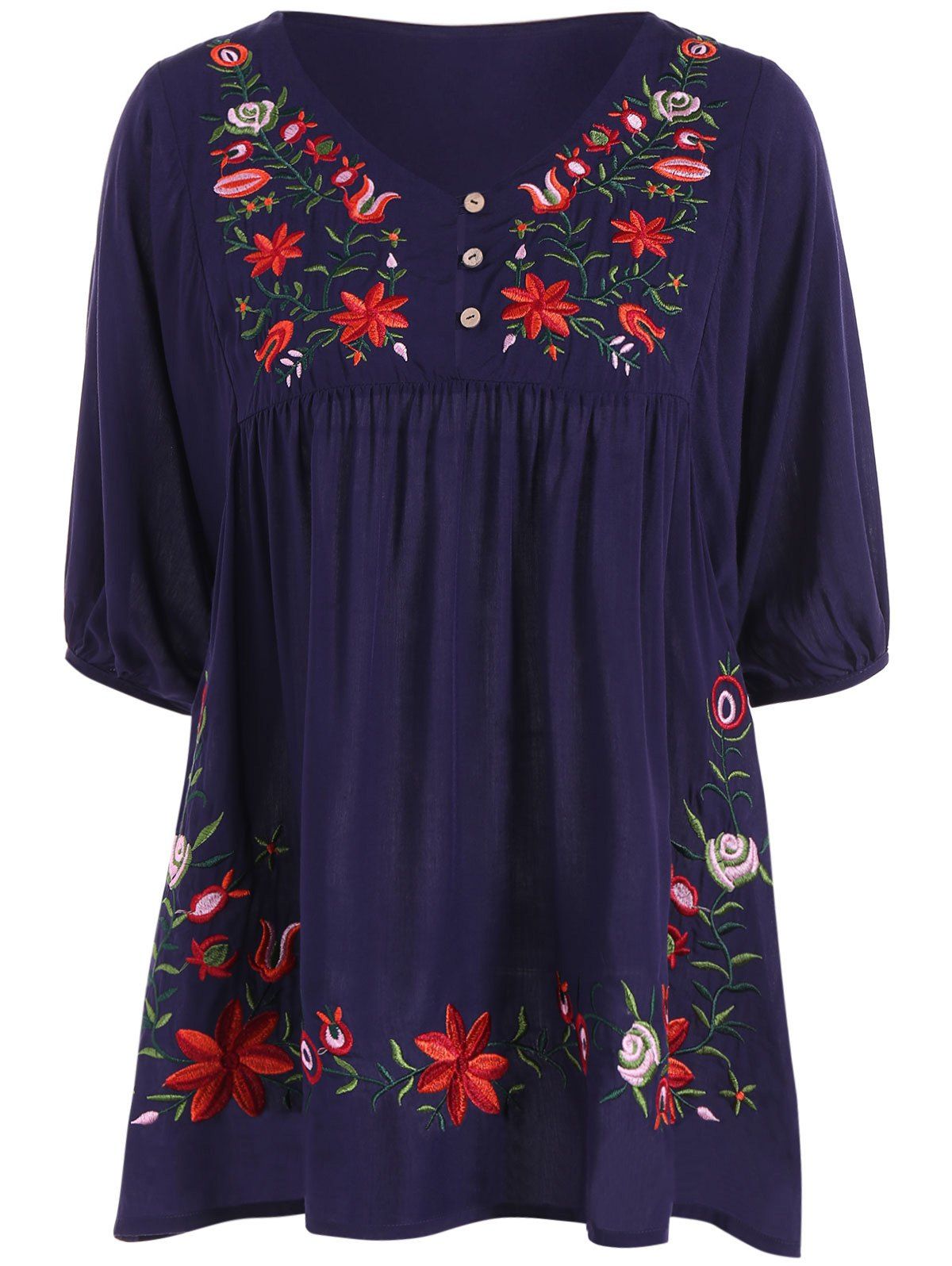 65 Off Embroidered Plus Size Casual Flower Dress Rosegal 3835