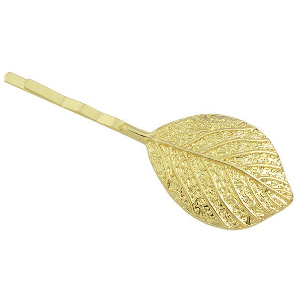 

Sculpture Alloy Leafage Hairpin, Golden