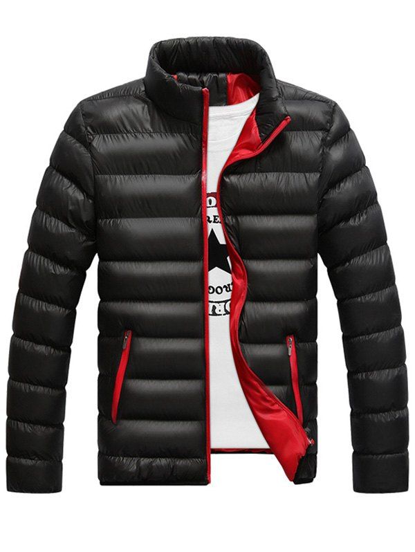 Domple Mens Winter Color Block Thicken Raglan Sleeve Hooded Stylish Quilted Padded Down Puffer Jacket 