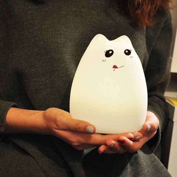 

Cat Cartoon LED Touching Colorful Ombre Night Light, White