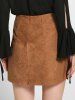 Lace-Up Faux Suede A-Line Skirt -  