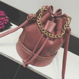 Zipper Drawstring Chain Crossbody Bag