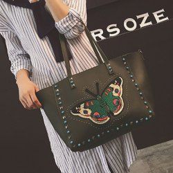 Rivets Butterfly Pattern Bead Shoulder Bag