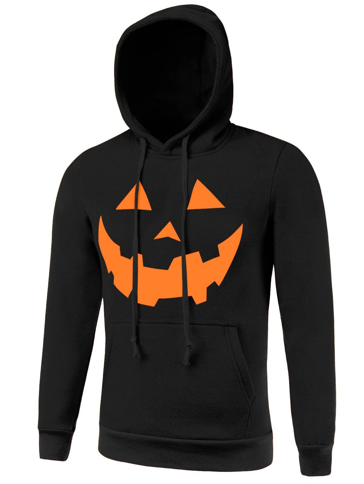 

Kangaroo Pocket Drawstring Hallowmas Black Hoodie Men