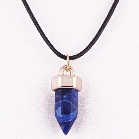 

Natural Hexagon Stone Pendant Necklace, Blue