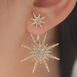 1PC Rhinestone Çift Yıldızlı Küpeler