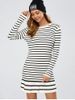 Pleated Striped Jumper Dress -  