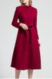 Skirted Wool Blend Coat with Belt -  