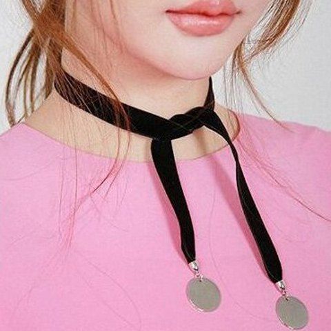 

Velvet Knotted Disc Choker Necklace, Silver white