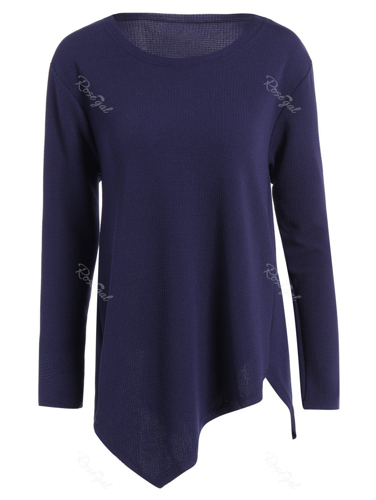 

Plus Size Long Sleeve Handkerchief Top, Purplish blue